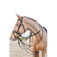 Lederen/nylon teugels Duits type Horze Sparta Zwart