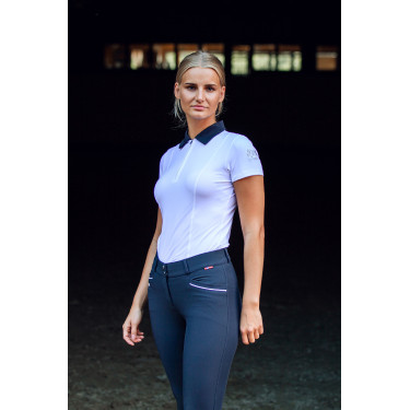 Wedstrijdpolo met korte mouwen Claudine dames B Vertigo Wit / marineblauw