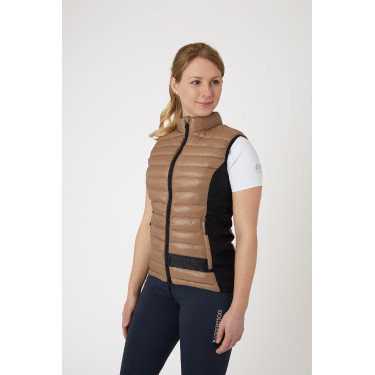 Ultra-lichte mouwloze paardrijbodywarmer B Vertigo Sia dames Gemberkoekje Beige