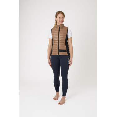Ultra-lichte mouwloze paardrijbodywarmer B Vertigo Sia dames Gemberkoekje Beige