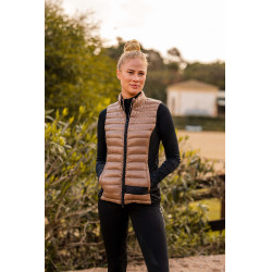 Ultra-lichte mouwloze paardrijbodywarmer B Vertigo Sia dames Gemberkoekje Beige