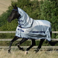 Bucas Buzz-Off Rain vliegen deken met halsdeel Zilver / blauw