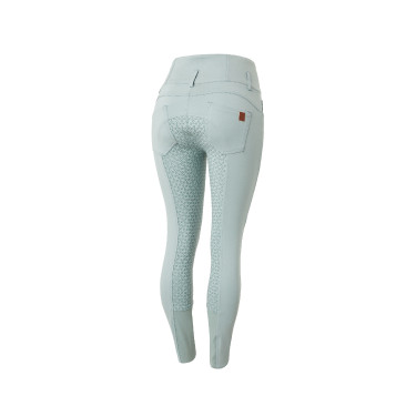 Paardrijbroek met hoge taille Tara siliconen full grip dames Horze Aquagrijs Blauw