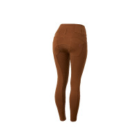 Paardrijbroek met hoge taille Tara siliconen full grip dames Horze Donkerbruin