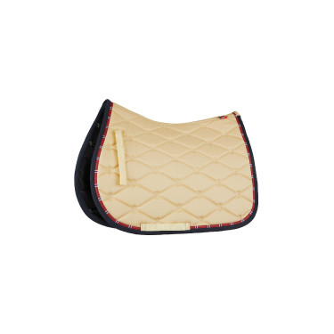 Dressuurzadeldek B Vertigo Amory met geborduurd monogram Beige teak Geel