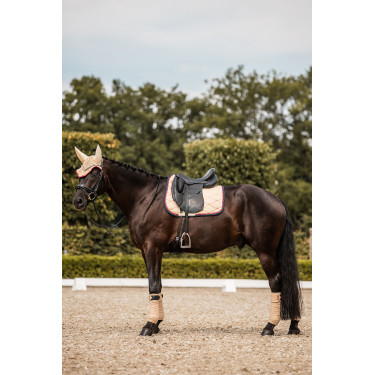 Dressuurzadeldek B Vertigo Amory met geborduurd monogram Beige teak Geel