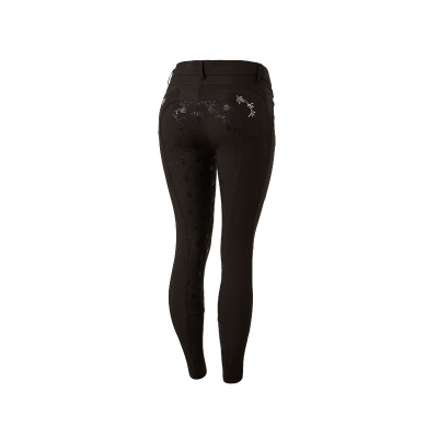 Pantalon d'équitation fond intégral Horze Kaitlin pour femme avec déco florale Marron foncé