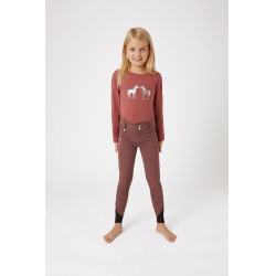 Pantalon d'équitation fond intégral en silicone Horze Leighton Ado poche téléphone Bordeaux