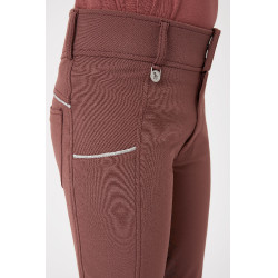 Pantalon d'équitation fond intégral en silicone Horze Leighton Ado poche téléphone Bordeaux