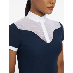 Wedstrijdpolo Emily LeMieux korte mouwen Marine oud model Marineblauw