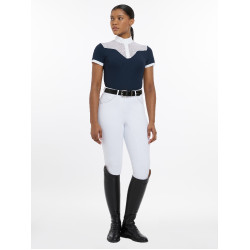 Wedstrijdpolo Emily LeMieux korte mouwen Marine oud model Marineblauw