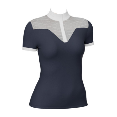 Wedstrijdpolo Emily LeMieux korte mouwen Marine oud model Marineblauw