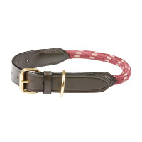 Halsband voor hond Weatherbeeta leer en touw Bordeaux / bruin
