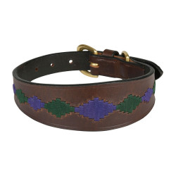 Hondenhalsband Weatherbeeta leer Polo Lurcher Maron beaufort / roze / blauwgroen Bruin