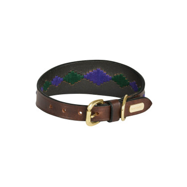 Hondenhalsband Weatherbeeta leer Polo Lurcher Maron beaufort / roze / blauwgroen Bruin