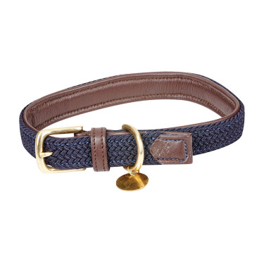 Halsband voor honden Weatherbeeta gevlochten leer Bruin / marineblauw