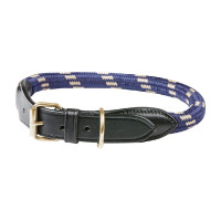 Halsband voor hond Weatherbeeta leer en touw Bruin / marineblauw