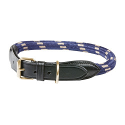 Halsband voor hond Weatherbeeta leer en touw Bruin / marineblauw