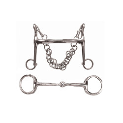 Set dubbelgebroken bit Bradoon en Weymouth Korsteel Set dubbelgebroken bit Bradoon en Weymouth Korsteel