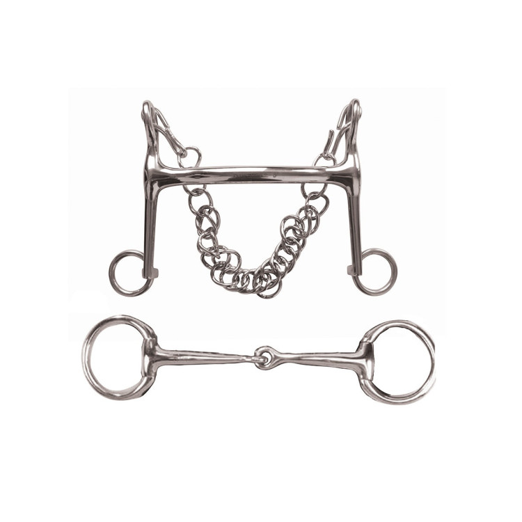 Set dubbelgebroken bit Bradoon en Weymouth Korsteel Set dubbelgebroken bit Bradoon en Weymouth Korsteel