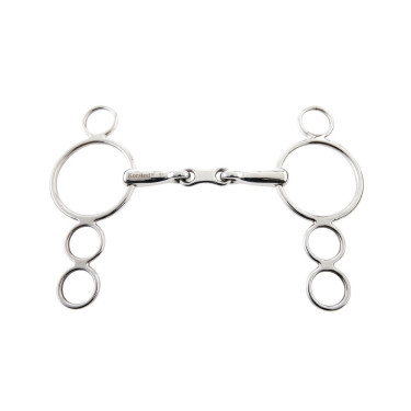 Dubbel gebroken bit met 3 ringen Korsteel Dubbel gebroken bit met 3 ringen Korsteel