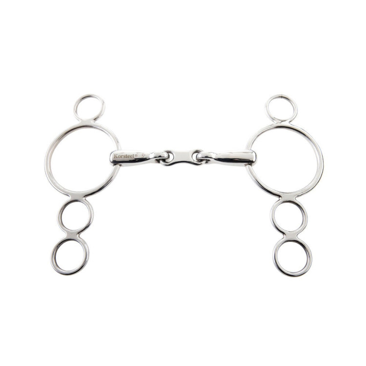 Dubbel gebroken bit met 3 ringen Korsteel