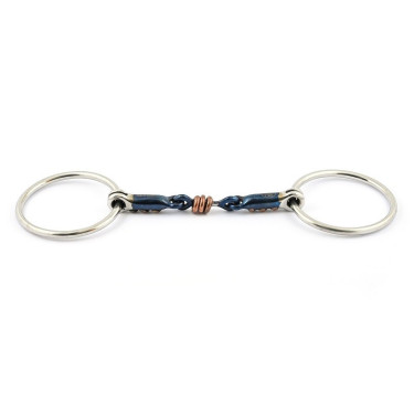 Bit Jump'In Blue Steel dubbel gebroken met ingelegd koper Bit Jump'In Blue Steel dubbel gebroken met ingelegd koper