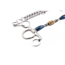 Mors Pelham Jump'In petites branches double brisure blue steel et cuivre Mors Pelham Jump'In petites branches double brisure blue steel et cuivre