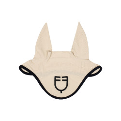 Anti-vliegen oornetje van geperforeerde stof met logo Black Line Edition Equestro