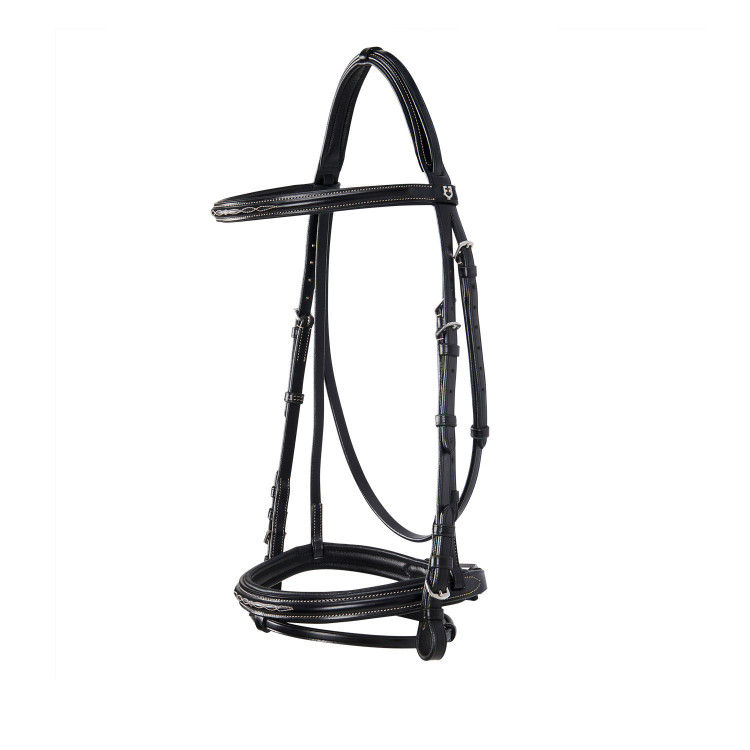Engelse leren hoofdstel met Deco Equestro borduursels