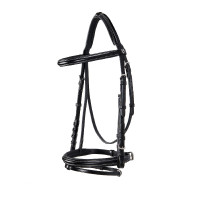 Engelse lederen hoofdstel met contrasterende stiksels Stitched Equestro Zwart