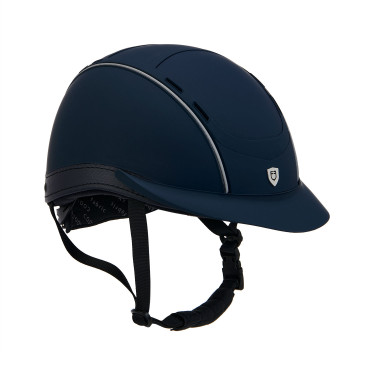 Phantom-helm met frontaal logo en leren inzetstukken van Equestro Marine Marineblauw