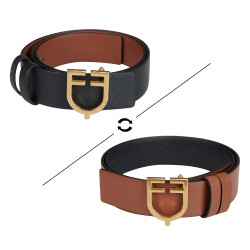 Omkeerbare gladde leren riem met Equestro-logogesp