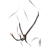 Borsttuig met clincher en vork van roségouden leer Equestro Zwart Borsttuig met clincher en vork van roségouden leer Equestro Zwart