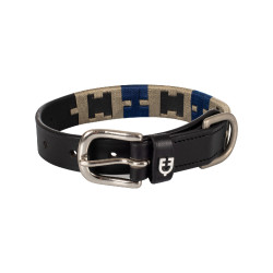 Leren hondenhalsband met geometrisch Polo H Equestro motief