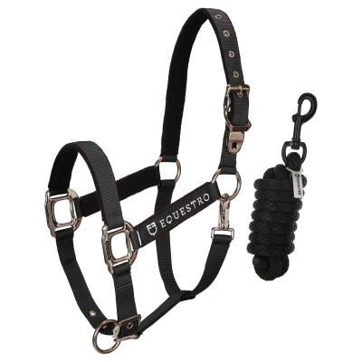 Halster en longe Equestro Zwart