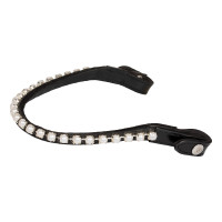 Voorhoofdband van kalfsleer met parels Acavallo Zwart / wit