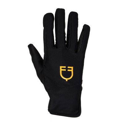 Dameshandschoenen in speciale lycra met Equestro-logo Zwart
