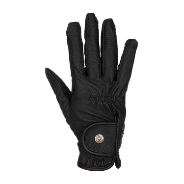 Unisex handschoenen van zacht synthetisch leer met klittenbandsluiting Equestro Zwart