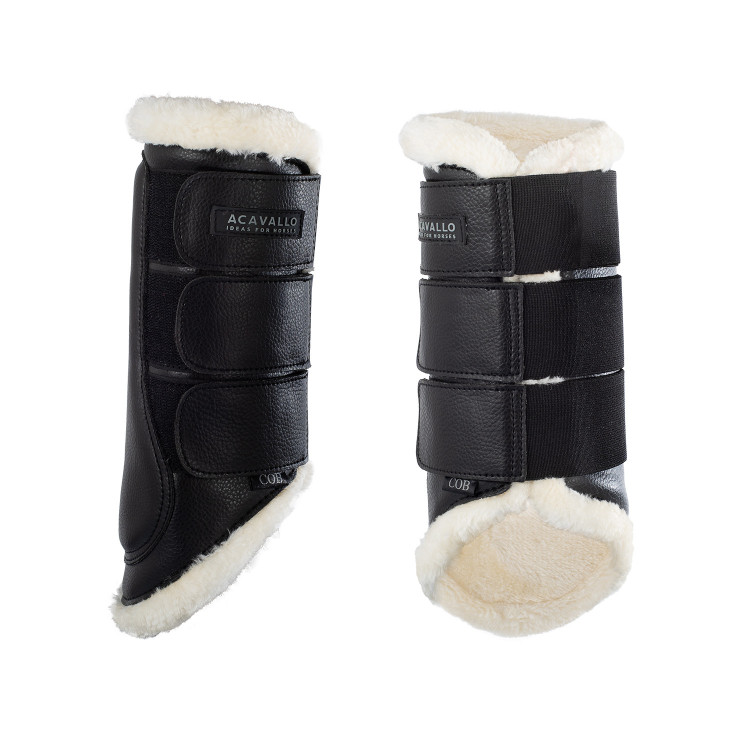 Achterste beenbeschermers van ecologisch leer met drievoudige klittenbandsluiting Acavallo Achterste beenbeschermers van ecologisch leer met drievoudige klittenbandsluiting Acavallo