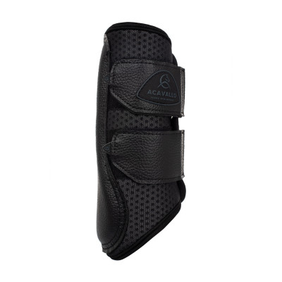 Voorbeenbeschermers van geperforeerd neopreen met dubbele klittenbandsluiting Acavallo Zwart