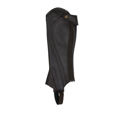 Uniseks mini-chaps van geperforeerd leer voor maximaal comfort Salisbury Equestro Zwart