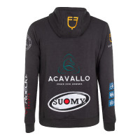 Herenhoodie met multi-logo Equestro Asfalt Grijs Herenhoodie met multi-logo Equestro Asfalt Grijs