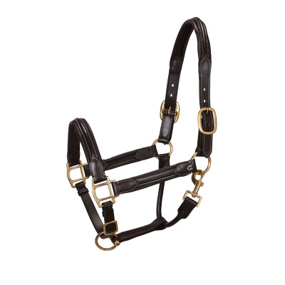 Licol en cuir supérieur Equestro Marron foncé