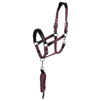 Ergonomische halster met lederen inzetstukken Lani Equestro Zwart / bordeaux Ergonomische halster met lederen inzetstukken Lani Equestro Zwart / bordeaux