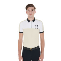 Tweekleurige aansluitende trainingspolo met korte mouwen en ritssluiting voor heren Equestro Beige / noir