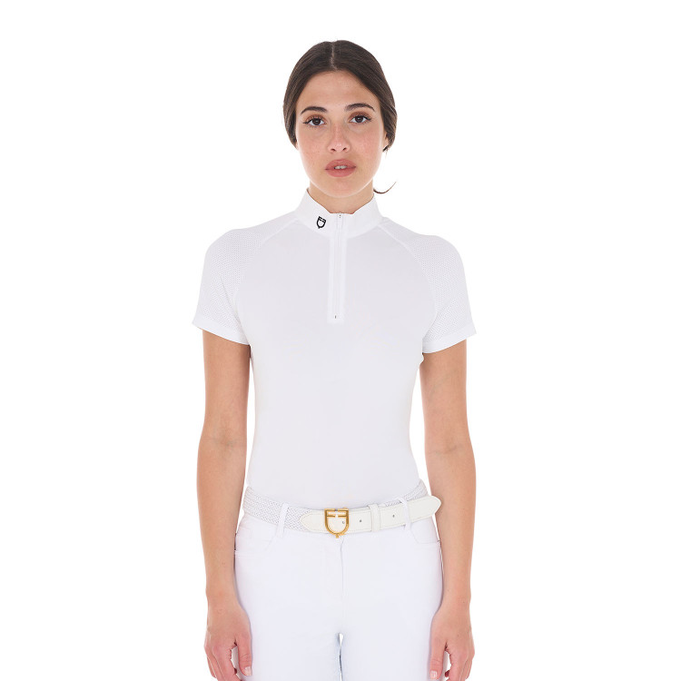 Aangepaste stretch wedstrijdpolo met ritssluiting en mesh voor dames Taline Equestro Aangepaste stretch wedstrijdpolo met ritssluiting en mesh voor dames Taline Equestro