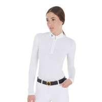 Aangepaste wedstrijdpolo met lange mouwen voor dames Artemis Equestro Wit