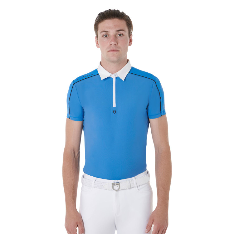 Wedstrijdpolo met korte mouwen voor heren met ritssluiting en mesh afwerking Equestro Wedstrijdpolo met korte mouwen voor heren met ritssluiting en mesh afwerking Equestro