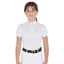 Getailleerd wedstrijdshirt meisje met korte mouwen en ritssluiting Lusineh Equestro
